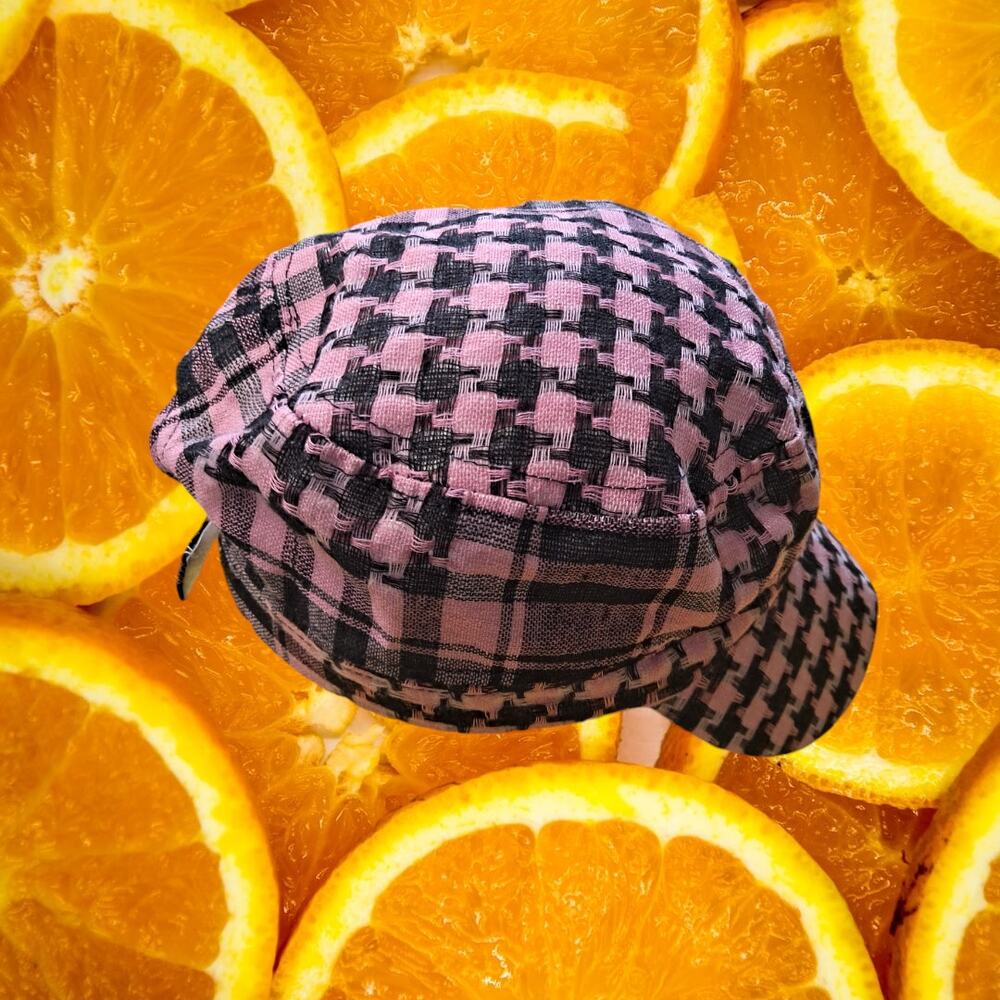 Pink And Black Checked Hook And Loop Adjustable H… - image 5